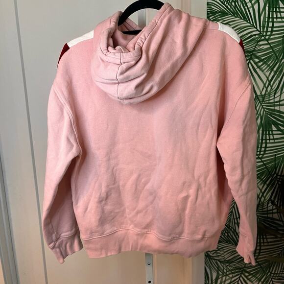Sandro Paris Gena Velvet Chevron Hoodie in Pink Size Medium - Picture 2 of 9
